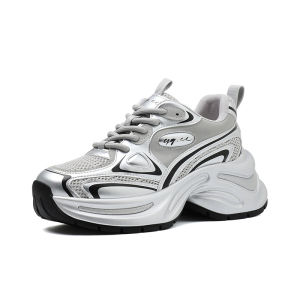 Giày Bố Bạc Giá Khuyến Mãi Dành Cho Phụ Nữ 2024 Giày thể thao đế dày tăng chiều cao đa năng mùa xuân/hè mới Paris