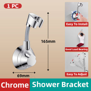 Strong Adhesive 360° Shower Head Holder Wall-Mounted Shower Head Stand Bracket Adjustable Bathroom Accessories