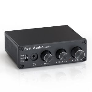 Fosi Audio Q4 Desktop DAC Headphone Amp for PC Mini Stereo Headphone Amplifier Combo USB Optical Coaxial to RCA AUX Digital-to-Analog Audio Converter Adapter for Home Powered Speakers