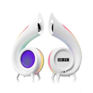 (SG Ready)KUTA Conch Bluetooth Speaker 200 RGB Lights Alarm Clock With Mirror Multifunction Wireless Portable Speaker