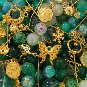 Mixed Color Glass Beads Alloy Accessories Mixed Material Package For Handmade Bracelet Necklace Earring Keychain DIY Craft Jewelry Making Accessories
