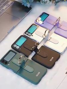 FC[With Back Screen Film] KISSCASE for Galaxy Z Flip6 Flip5 5G Flip4 Flip3 With Glass Protection Film Finger Ring Case Phone Cover Ultra Slim Hard PC Plastic Shockproof Case For Samsung Galaxy Z Flip6 Zflip5 Flip4 Flip3 5G