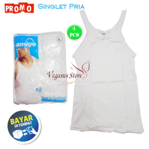 Promo 4 Pcs Singlet Pria AMIGO dan SEDO-Kaos Kutang Singlet Pria-Vegasus Store (COD)