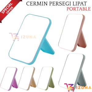 [IZUNA] CERMIN LIPAT PERSEGI PORTABLE / CERMIN SEGI EMPAT / BEAUTY MIROR / CERMIN MAKE UP PORTABLE / CERMIN RIAS DUDUK / CERMIN 15 X 10CM