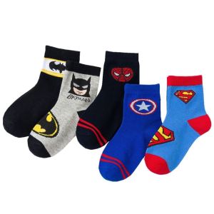 227Congme 5 Pairs Socks for Kids Baby Boys 1-10 Years Toddlers Cartoon Kids Stockings Set Breathable Soft