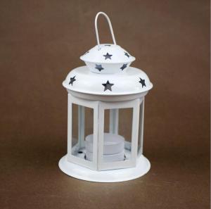 European classical candle holder metal windproof lamp candle holder hollowed out iron art glass wind lamp home decoration ornaments candle holder