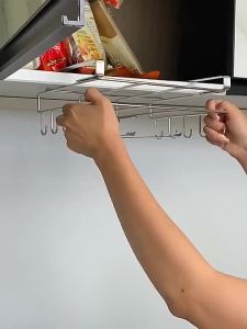 [SG Seller]Stainless steel kitchen shelves hanging cabinets hanging shelves paper towel rack pot cover storage supplies