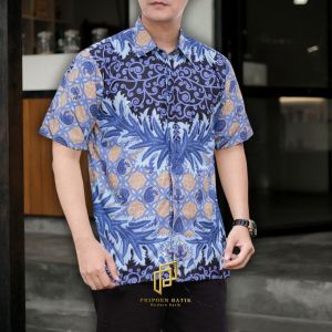 KEMEJA BATIK PRIA FASHION K-2 HITAM PRIPOEN BATIK