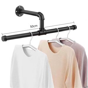 Happihaus Clothes Rack Wall Mounted Metal Detachable Clothes Pole Clothing Display Stand Hanging Rack