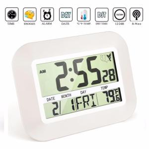 LCD Digital Wall Clock Table Watch Nixie Electronic Desk Alarm Clock with Temperature Snooze Calendar Bedside Clock