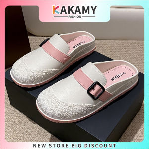 KAKAMY Fashion Sandals for Women Anti Slip Shoes Outdoor Half Slippers for women Shoes add one size.#4.19#04