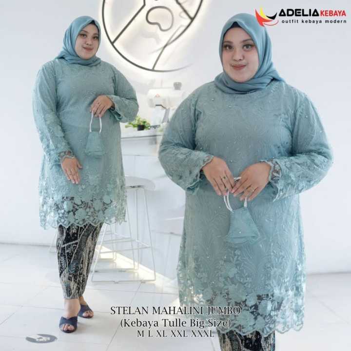 Free shipping jumbo kebaya suit XXXL LD 130 modern basic tunic set embroidered tulle skirt batik skirt jumbo jumpsuits kebaya set LD 120 newest