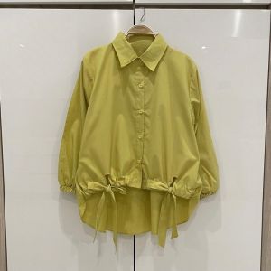 SJM KEMEJA PITA RIBBON BAHAN KATUN POPLIN LENGAN PANJANG KARET DEPAN PENDEK BELAKANG PANJANG 8249