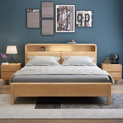 Solid Wooden Bed Frame with Storage Drawers Home King Bed Queen 1.5m Single/ Super Single High Storage