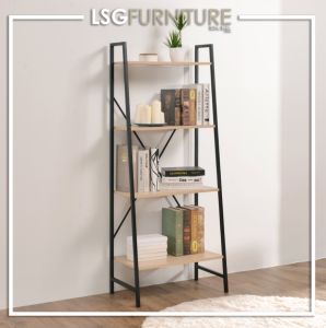 (READY STOCK) LSG Furniture 3015 4 Layers Bookrack (Powder Coated Metal)(Natural Oak)