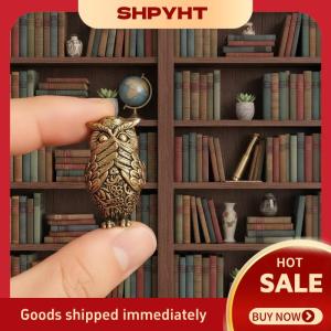 SHPYHT✨ 1Pcs Bookshelf Decoration Vintage Brass Owl Statue Ear Covering Animal Sculpture Desktop Home Office Ornament Unique Gift