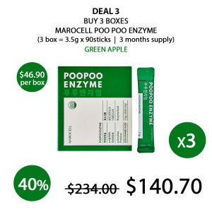 (MAROCELL) Poo Poo Enzyme Green Apple  (1 Box = 3.5g x30 Sticks) - COCOMO