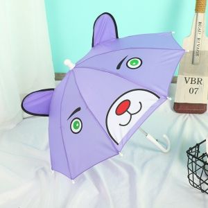 Quivlox Kids Umbrella Cartoon Auto Open Rain Sun Shield Long Handle School Use Lightweight Plastic Iron Frame