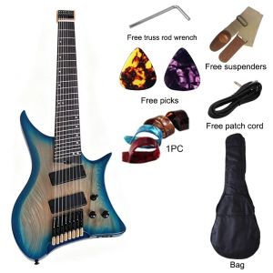 8 String Headless Electric Guitar 30 Inch Fanned Fret Solid Ashwood Body 686MM Scale MatteGuitar Natural High Quality2026
