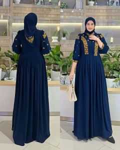 Baju Dress Busui Wanita Kekinian Resleting Depan Azizah Dres Gamis Kondangan Terbaru 2024 Mat Ceruti