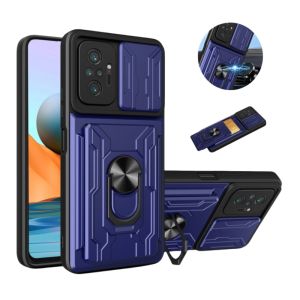 Car Holder Ring Card Slot Wallet Case For Xiaomi Redmi Note 10 10S Slide Camera Armor Cover For Redmi Note 10 Pro Max Note10 S