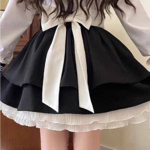 Nhật Bản Nơ Lolita Phong cách Kawaii Váy Phụ nữ Màu đen Xù dễ thương Váy mini Nữ Thời trang Hàn Quốc Váy công chúa cạp cao 20262026