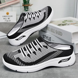 Slip On Light Jogger Shoes For Women Low Cut Rubber Shoes Fly Woven Comfortable Leisure Soft Shoes
