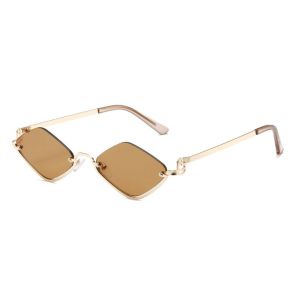 GENENIC Metal Half Frame Rhombus Sunglasses UV400 UV Protection Outdoor Sport Sunglasses Versatile Cat Eye Shades UV Resistant Cycling Glass Women