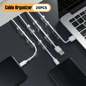 20PCS Cable Winder Clip Self Adhesive Cable Management Clips Wire Cord Organizers Cable Holder for TV PC Laptop Ethernet Line Fix Cable Winder