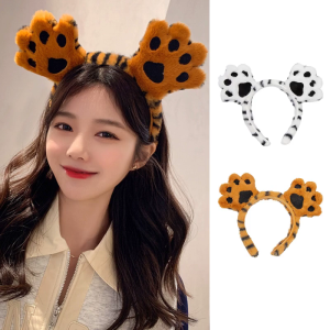 Cute Animals Paw Shape Hair Hoop Women Tiger Paw Shaped Makeup Shower Headband for Washing Face Hair Accessories