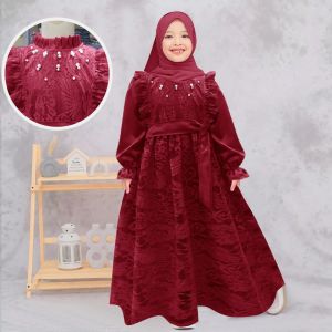 Dress malisa kids (3-5tahun)(6-8tahun)(9-11tahun) gamis brokat anak perempuan / gaun anak brokat renda
