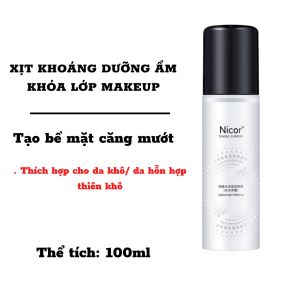 Xịt Khóa Nền Makeup Trang Điểm Nicor 100ml Dưỡng Ẩm Kiểm Soát Dầu Chống Thấm Nước Lâu Trôi 12 giờ