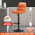 Nordic luxury bar stool nappa leather seat 360° rotatable and liftable stool bar stool high chair. 