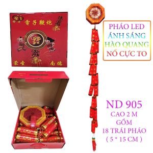 PHÁO ĐIỆN TỬ 18 QUẢ DÀI 2M CÓ ĐÈN LED CHỚP VÀ ÂM THANH CỰC LỚN NHƯ THẬT