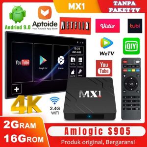 STB Android 9 Smart TV Box Android MX1 Ram 2GB Rom 16GB 2/16 Unlock Full Channel TV Iflix Tanpa Bayar Bulanan GRATIS Rockchip RK3228A Quad Core