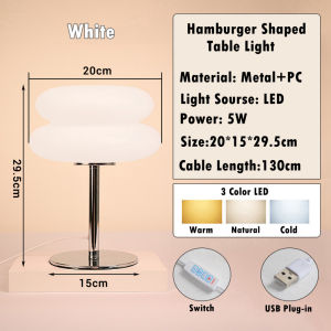 IMUTO Bedroom Decorative Lamp LED Mushroom Desk Lamp USB Tri Color 9-level Brightness Dimming Table Lamp