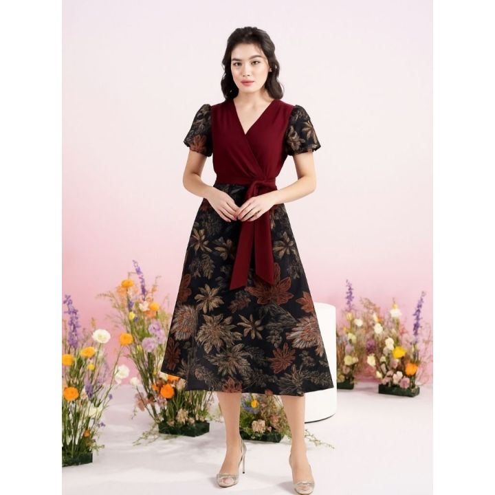 Dress Batik Kondangan Murah Fashion Baju Pesta Kekinian Dress Formal ...
