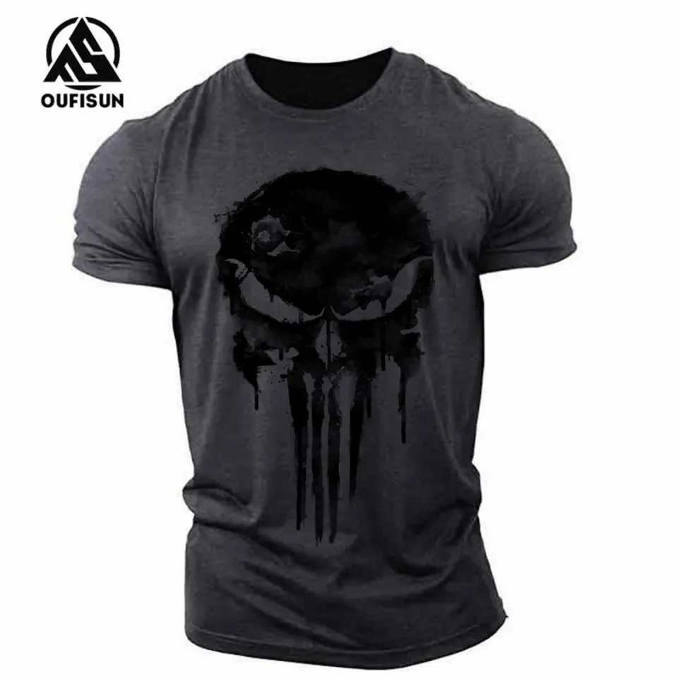 Slim Fit Men's T-Shirt Breathable T-Shirt Punisher Graphic
