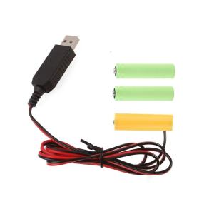 1 Set 4.5V AA Fake USB Power Supply Cable Cord Long-lasting Power Solution Replacement for 3x AA LR6 Batteries