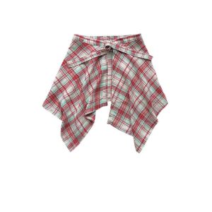 GENENIC Hiphop Váy kẻ caro có thắt lưng Eo cao Phong cách Hàn Quốc Váy có dây thắt lưng Váy nửa thân Y2K Váy ngắn A-line mini Những cô gái ngầu