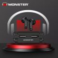 TWS MONSTER XKT08 WIRELESS BLUETOOTH 5.3 Waterproof IPX4 EARPHONE HEADSET EARBUDS TWS Bluetooth Headset - BLACK. 