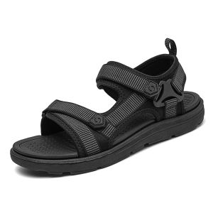 Mens Sandals Casual Leather Sandals Beach Shoes EVA Sole Velcro Keen Outdoor Sports Sandals