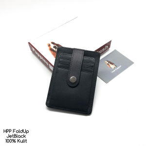 Dompet Kartu Kulit Hush Puppies Card FOLDUP jetblack