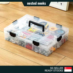 Multi-Layer Multi Grid Parts Sorting Lego Storage Box Hardware Tool Box Screw Accessories Transparent Portable Handle