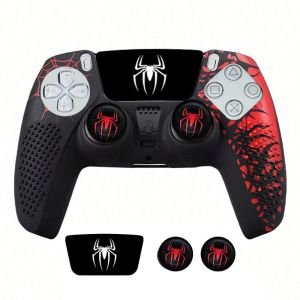 【Only Protect Shell】Spider-Man Skin ps5 Silicone Anti-Slip protectivegame controller stickerjoystick keycap Tahan lama