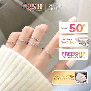 Combo 5 Chiếc Nhẫn MIA Flora Minimalist Layering Wave Pearl Twist Handmade Nữ Thời Tranng