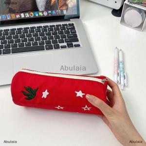 [COD] Abulaia Cute Red Apple Embroidered Star Pencil Case Cartoon Portable Cosmetic Bag Pencil Bag Storage Bag Stationery Pouch Student Gifts