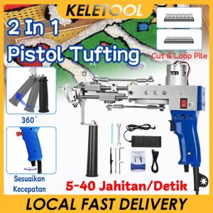 2 In 1 Pistol Tufting Mesin Tenun Karpet Listrik Alat Rajut Alat Jahit Karpet Electric Carpet Tufting Weaving Flocking Gun Alat Merajut Alat Rajut Otomatis Set Tufting Gun Untuk Cut & Loop Pile Monks Cloth Cotton Tufting Fabric Cloth Kain Karpet