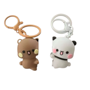 1 pair ic Bubu Dudu Panda Bear Keyring Animal Cartoon Cute Cartoon Bubu Dudu Key Chain Hanging Accessory Sweet Panda Yier Pendant