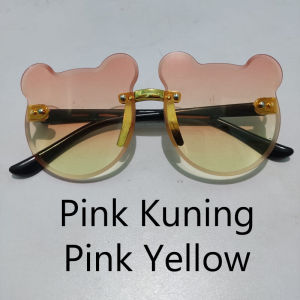 Kacamata Anak Perempuan Mickey Miki Minnie Mouse Frameless Transparant Glossy Fashion Gaya Cantik Cute Lucu